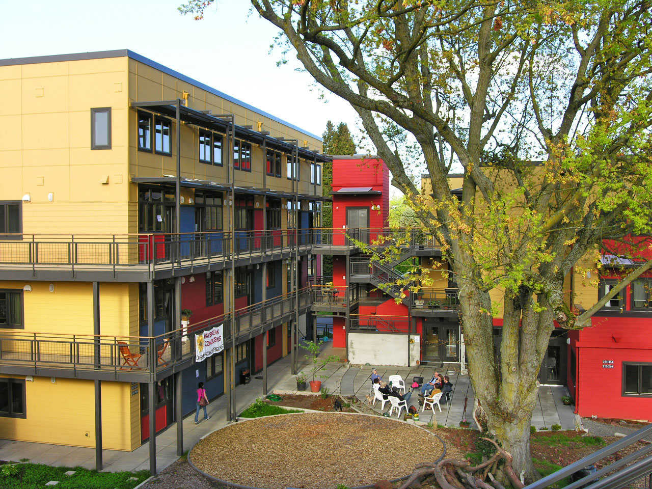 < Daybreak Cohousing in Portland - Common areas aren't used a couple times a year, they are focal points for community interaction - click to enlarge; photo by Grace Kim >